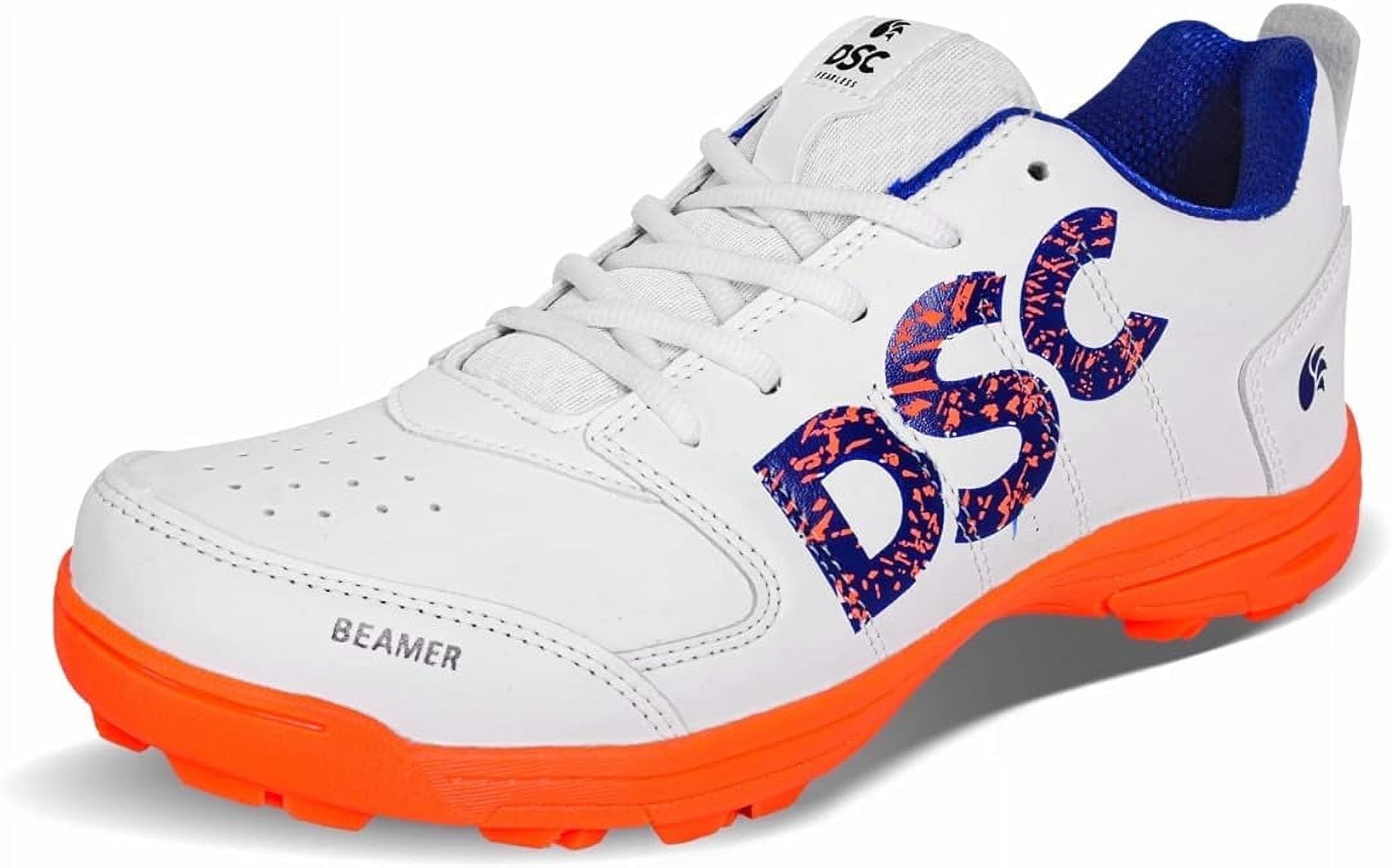 DSC Beamer Cricket Sport Shoes | Color: Fluro Orange-White | Size: 11US/10UK/44EU | For Men & Boys | Material: Polyvinyl Chloride | Breathable, Lightweight & Highly Durable | Long Lasting Performance