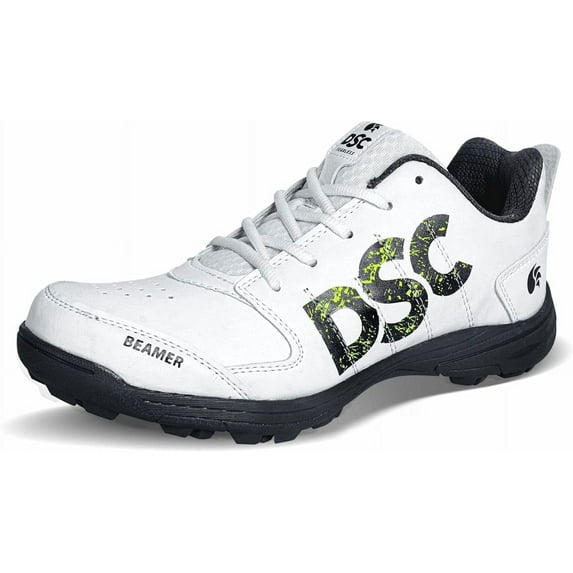 DSC Beamer Cricket Sport Shoes | Color: Grey-White | Size: 10US/9UK/43EU | For Men & Boys | Material: Polyvinyl Chloride | Breathable, Lightweight & Highly Durable | Long Lasting Performance