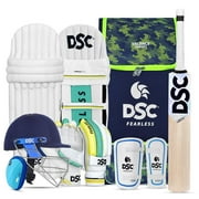 DSC Premium Complete Cricket Kit with Helmet | Kashmir Willow Bat, Pads, Gloves, Arm & Thigh Guard | Full Size Right Hand, Assorted Colors