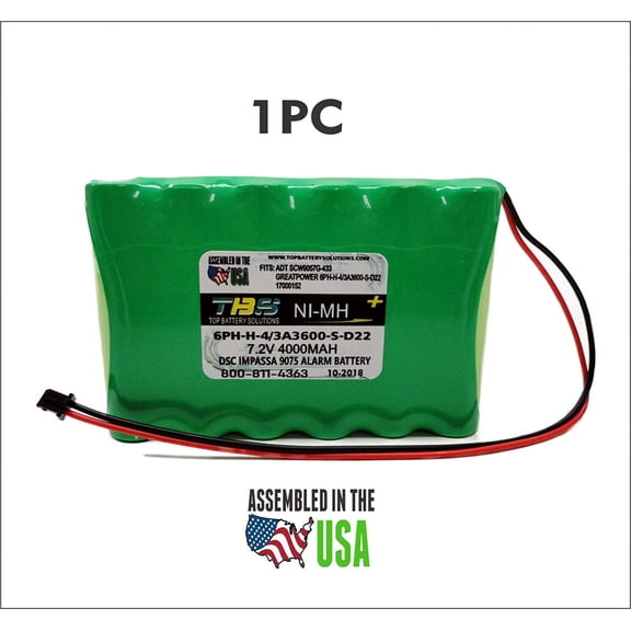 DSC Replacement NiMH Battery 7.2V 4000mAh for Security Alarm Panel 6PH-H-4/3A3600-S-D22 (Fits 17000152, IMPASSA 905722) Assembled in USA, Precharged