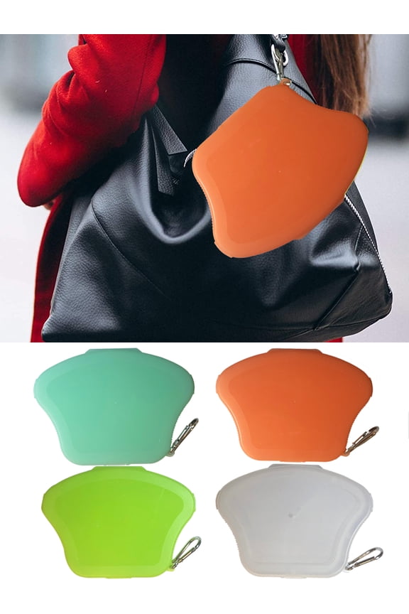 Face Mask Storage Case with Keyring 4 Pack (Aqua, Lime, Orange, Transparent)