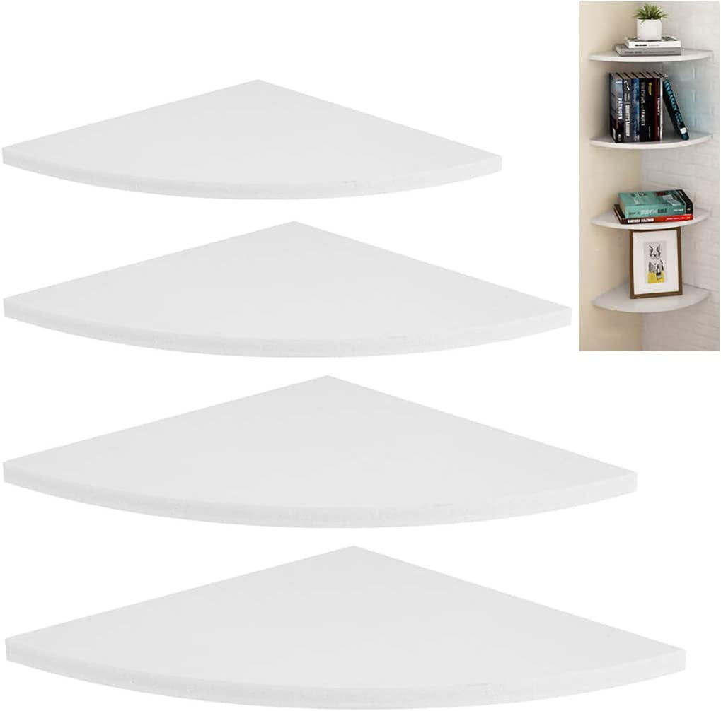 Ejoyous Corner Shelf White Floating, 3-Tier Floating Corner Shelves Unit  Wall Mounted Wall Tier Shelf Storage Organizer with Space Saving Round  Design for Home, Bathroom,Living Room, Kitchen, Office