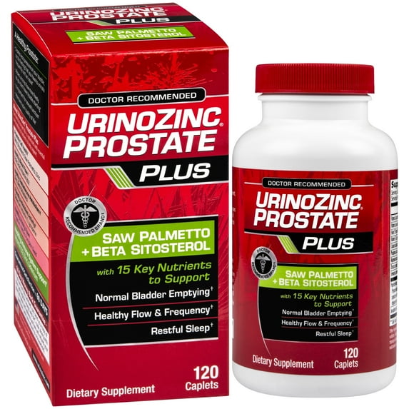 Urinozinc Plus Prostate Supplement with Beta Sitosterol & Saw Palmetto Reduce Frequent Urination, 120 Count