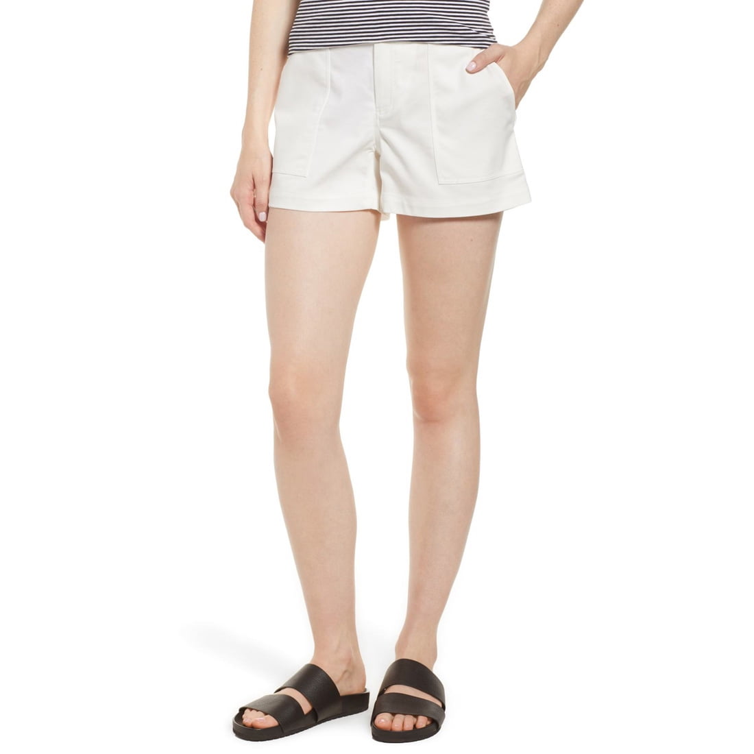 DSF Designer Women's Patch Pocket Shorts, White, 4