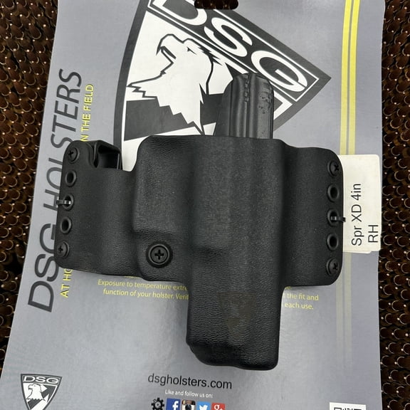 DSG Arms Black Kydex Holster For Springfield XD 4in OWB Right Handed RH NEW