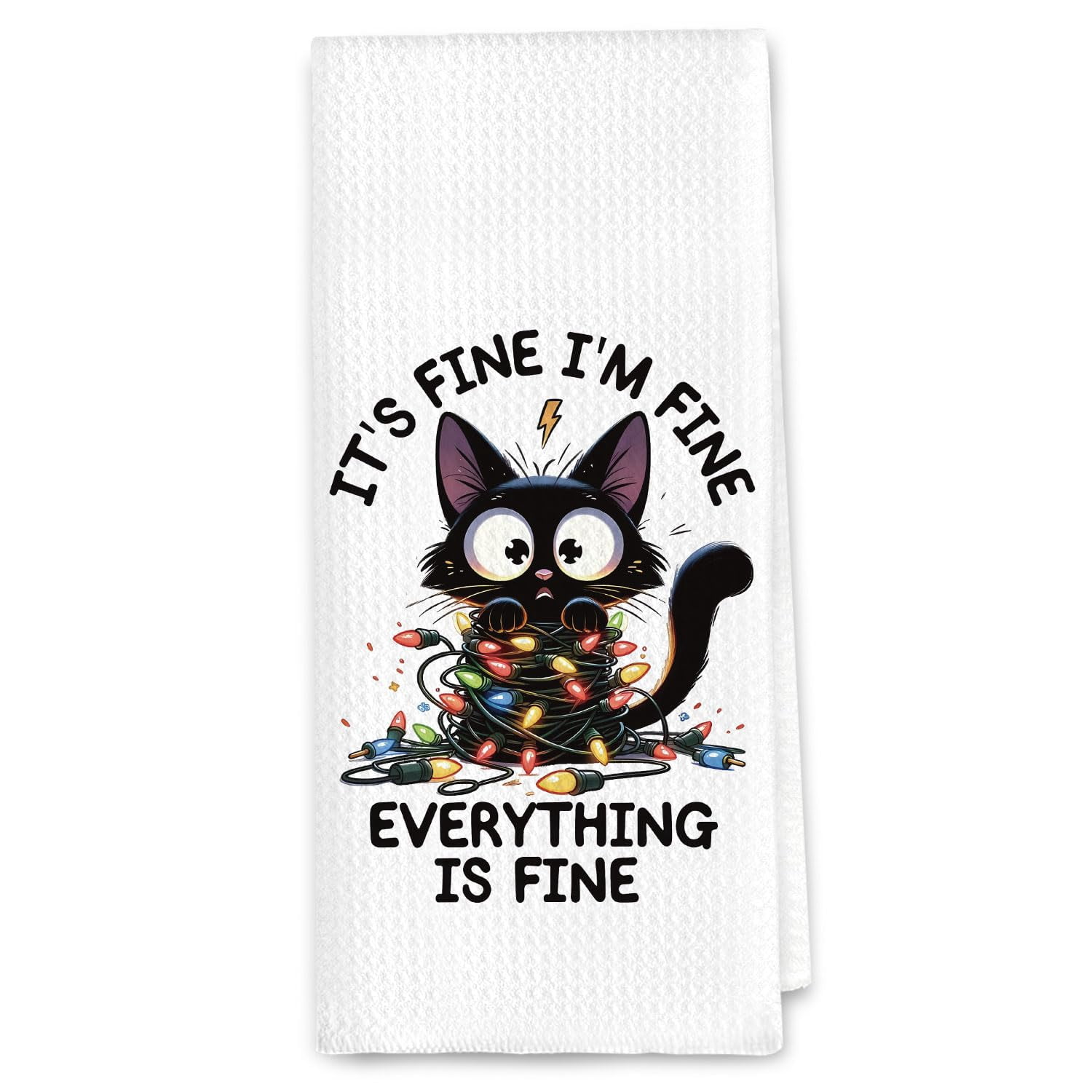 Funny Kitchen Towels Set - Black With Quotes, 16x24 Inch, Absorbent Polyester, Housewarming & Hostess Gifts