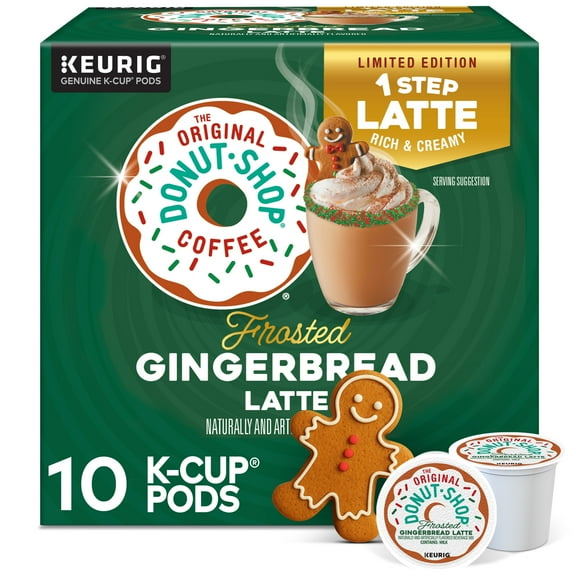 The Original Donut Shop, Frosted Gingerbread One Step Latte K-Cup Coffee Pods, 10 Count