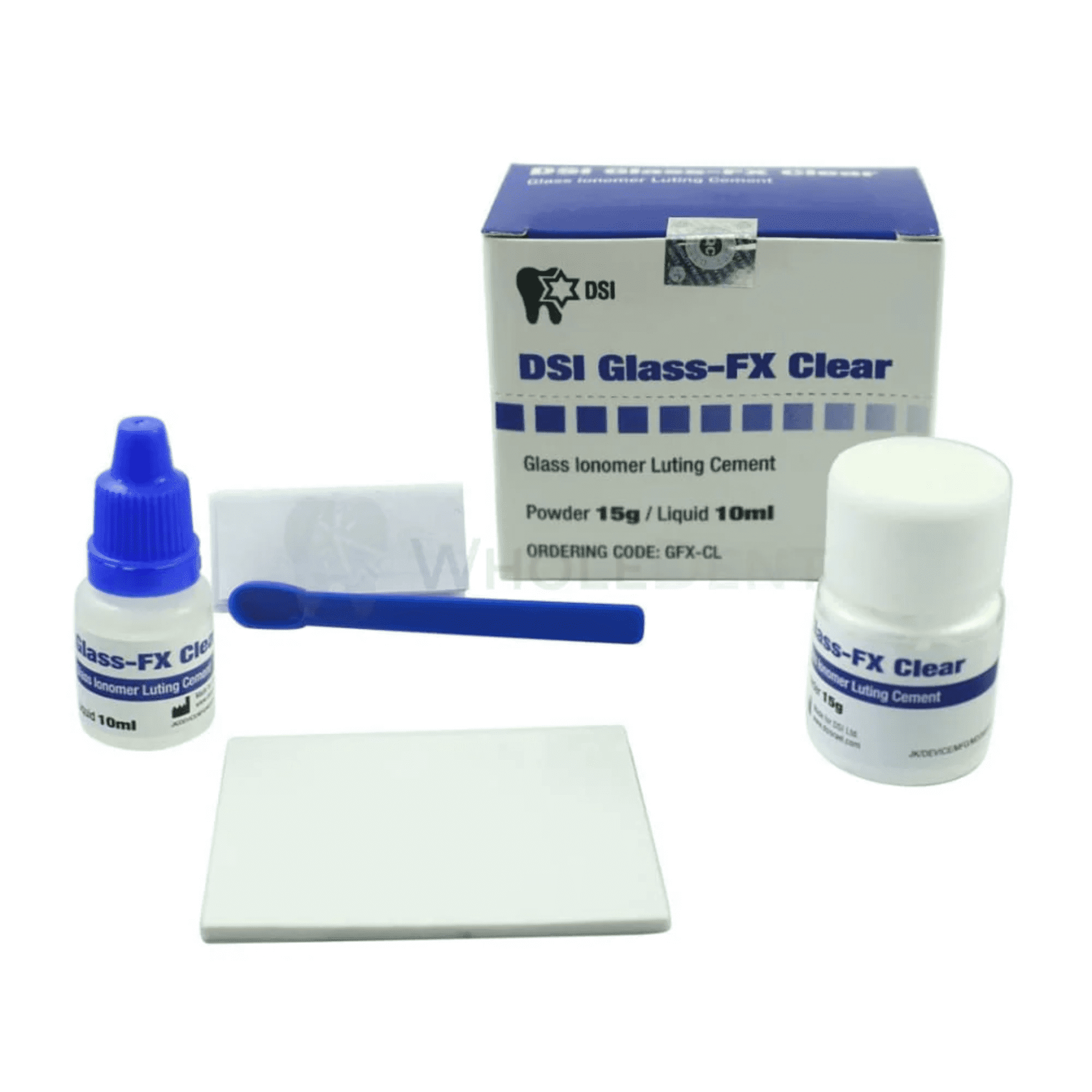 Glass FX Clear Ionomer Permanent Dental Cement, 15g Powder, 10ml Liquid