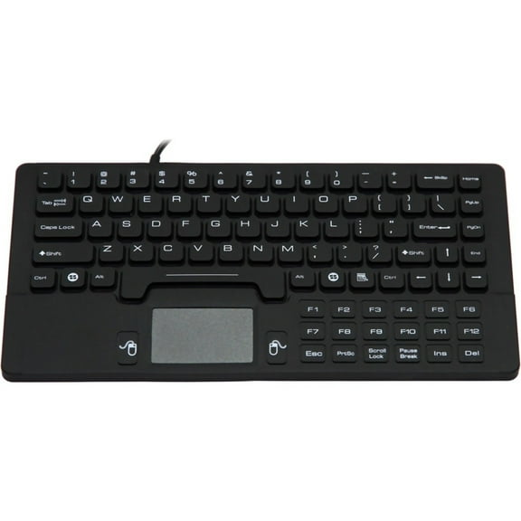 DSI WATERPROOF IP68 SILICONE MINI SIZE WIRED KEYBOARD WITH TOUCHPAD - Cable Connectivity - USB Interface - 104 Key - TouchPad - Windows - Industrial Silicon Rubber Keyswitch - Black