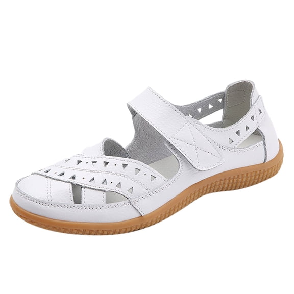 DSJLMQ Women's Adjustable Strap Sandals Hollow Breathable Casual Shoes Fashion Wide Width L𝗈afers Comfortable Work Daily Walking Slide Non-S𝗅ip Closed Toe Sandalias