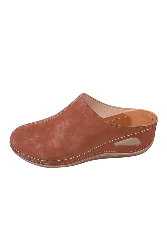 Women's Closed Toe Sandals Ladies Summer Stylish Mules Breathable Flat Bottom Casual Footwear Wide Lightweight Shoes Cushioned Comfort Platform Slides