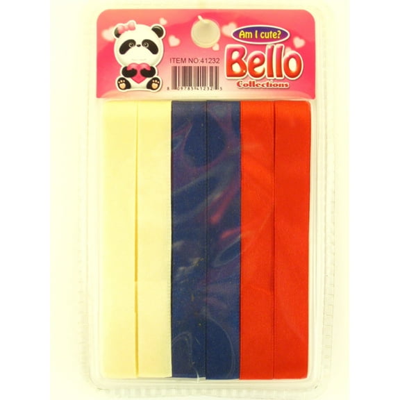 DSK Bello Girls Fashion Hair Ribbons - Ivory, Navy & Red - 6 Pcs.