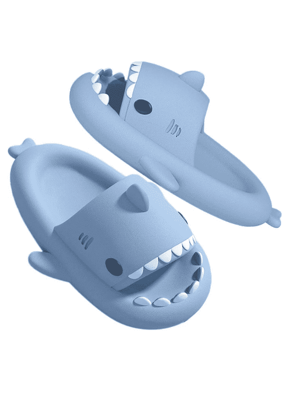 Shark Slides for Women Men Kids – Cloud Shark Slippers, Pillow Slippers, Shower Slippers, Soft EVA, Thick Sole Slippers, Open-Toe Slides, Indoor Outdoor Casual Summer Footwear