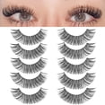 thumbnail image 1 of DSLONG Cat Eye Lashes Looks Like Eyelash Extensions, Russian Strip Lashes Clear Band Natural Look Wispy Lashes, D Curl Volume Cross Multi layered Invisible Band Eyelashes (03B) C63, 1 of 3