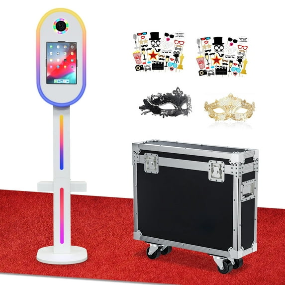 DSLR lPad Photo Booth Shell for Any lpad and Camera with Flight Case,2-in-1 Selfie Portable Photo Booth,APP Control RGB Light for Parties Wedding Rental (White, 10.9/11in)