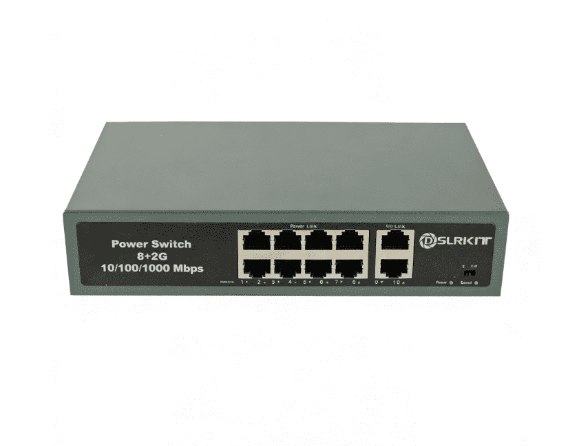 DSLRKIT 2 Gigabit 8 PoE Switch Injector 52V 2.3A 120W Ethernet 1000Mbps 250meter