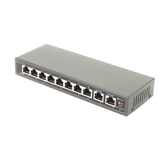DSLRKIT 250M 10 Ports 8 PoE Switch Injector Power Over Ethernet NO Power Adapter