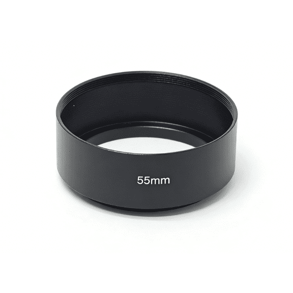 DSLRKIT 55mm Standard Metal Lens Hood Black Screw-In Universal Anti-Glare for DSLR Cameras