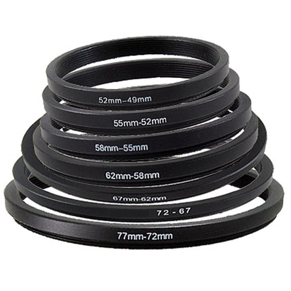 DSLRKIT 77mm-72mm-67mm-62mm-58mm-55mm-52mm-49mm Step Down Rings