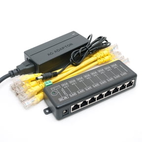 DSLRKIT 8 Ports Gigabit Passive PoE injector midspan Ethernet Adapter 48V2A 96Watt PSU