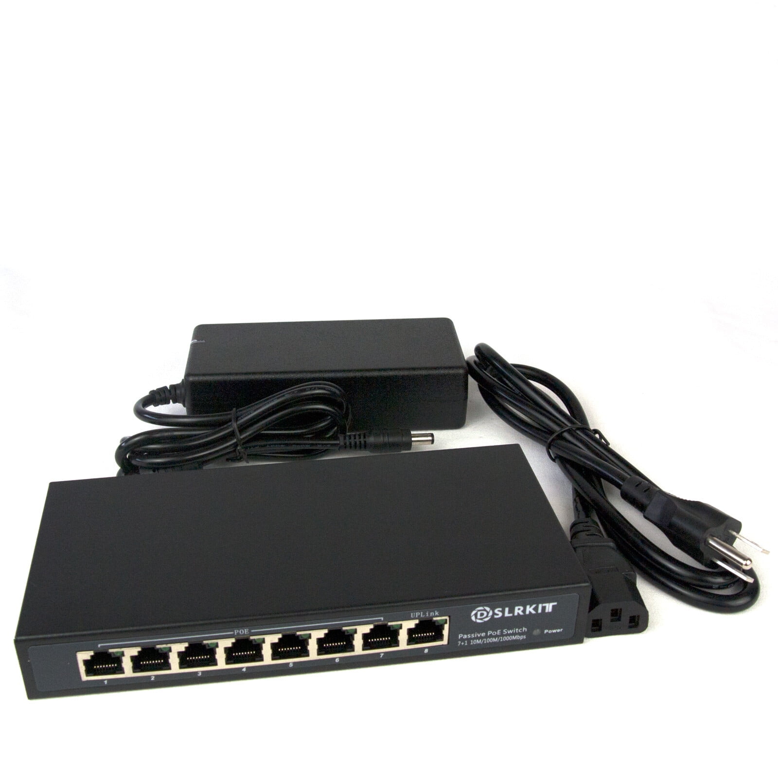 DSLRKIT ALL Gigabit 48V 120W 8 Ports 7 PoE Injector Power Over Ethernet Switch