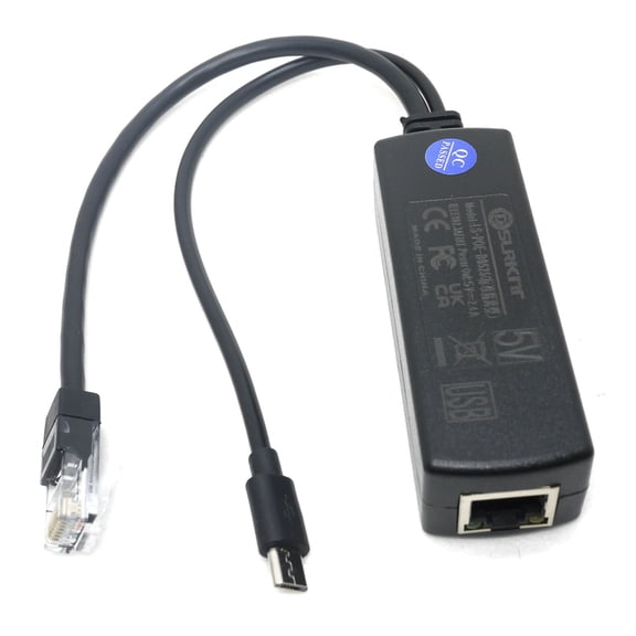 DSLRKIT Active PoE Splitter Power Over Ethernet 48V to 5V 2.4A Micro USB 4 Raspberry Pi