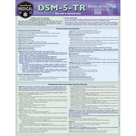 DSM-5-TR Medical Coding : a QuickStudy Laminated Reference Guide (Edition 2) (Other)