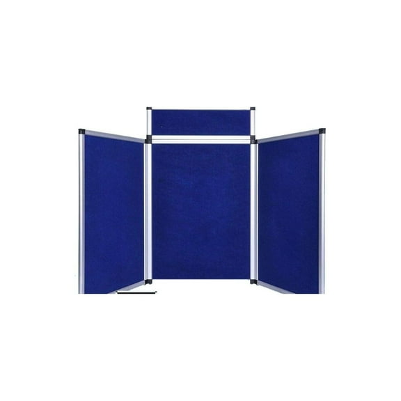 DSM Tm 6' 3+1 Hoop and Loop Black/Blue 2 Side Panel Header Trade Show Display Presentation 6ft 3 Panel Folding