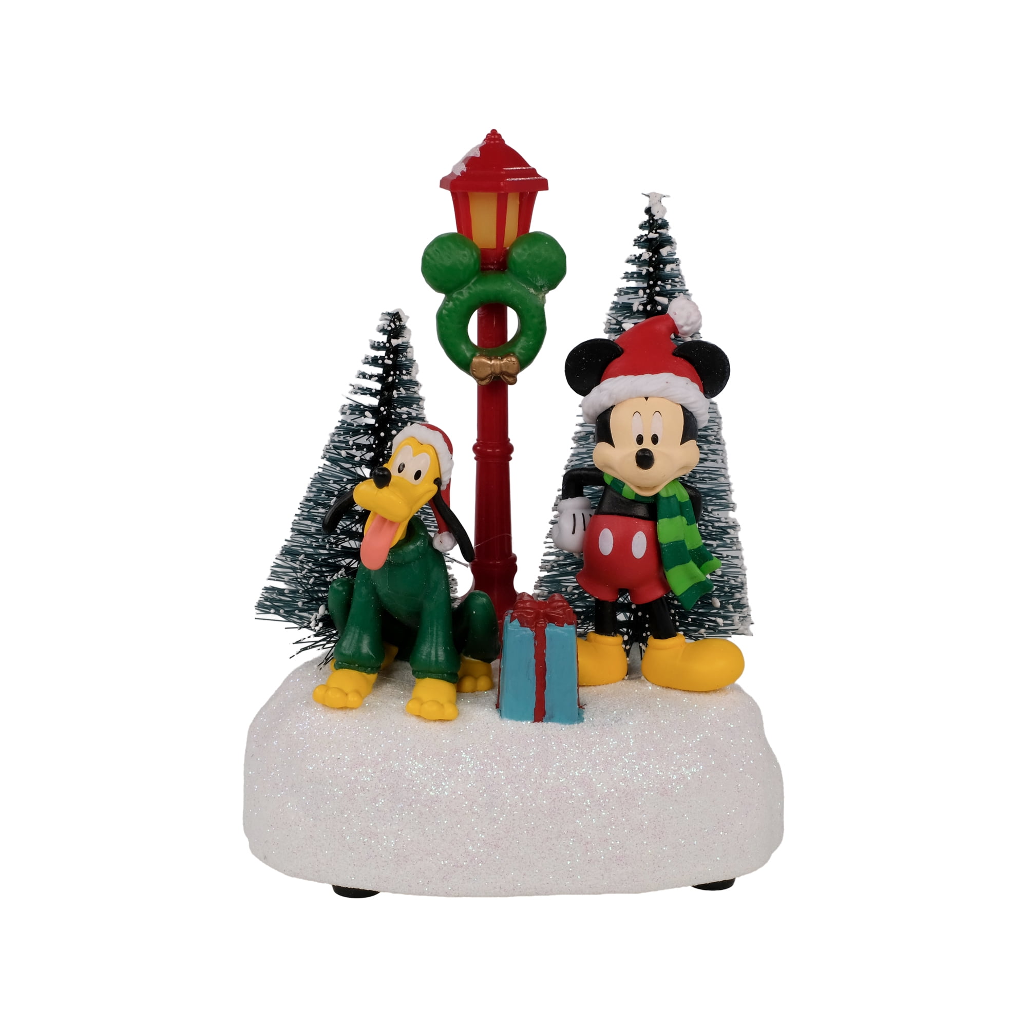 Disney Mickey & Pluto Holiday Lamppost Village Piece