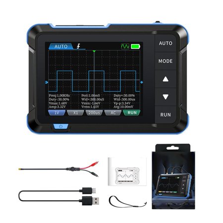 DSO153 Handheld Digital Oscilloscope 2-in-1 Signal Generator 1MHz Bandwidth 5MS/s Sampling Rate Auto Setup 2.8 Inch LCD 1000MAh Battery USB Charging(A)