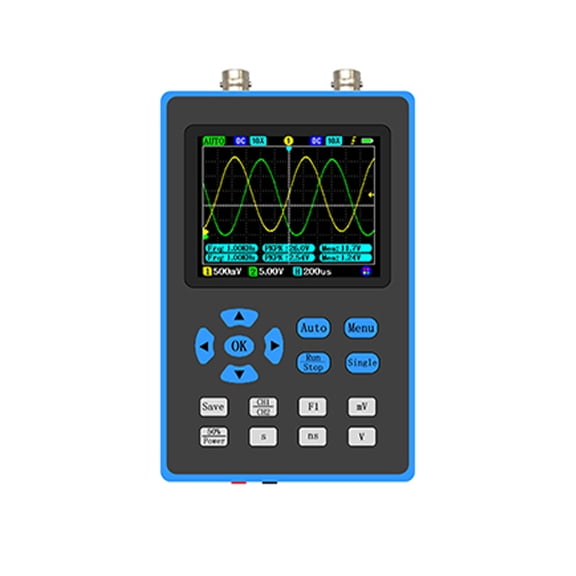 DSO2512G 120M Bandwidth Portable Handheld Dual Channel Oscilloscope 2.8 Inch Display 10mV Minimum Vertical Sensitivity FFT Spectrum Analysis Sine Waves/ WavesTriangle WavesHalf WavesSingh Wa