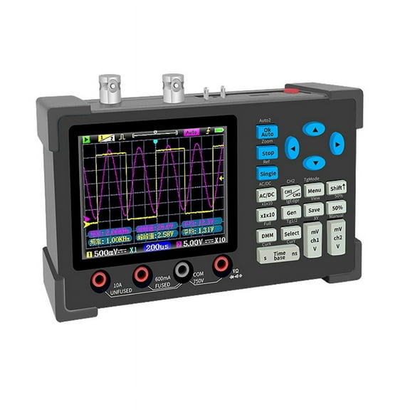 DSO3D12 3.2 Inch Desktop Digital Oscilloscope 120M Bandwidth Dual Channel Multimeter and Signal Generator 120M,Black Gray