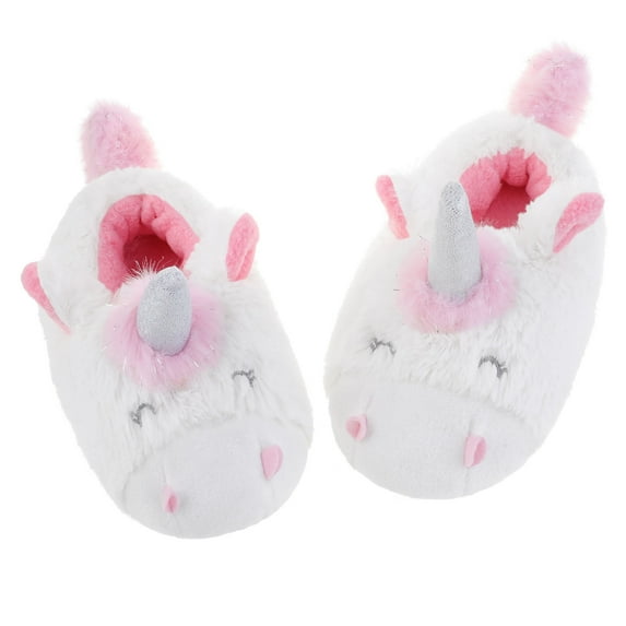 DSOLE Girls Slippers Toddler Unicorn House Shoes Indoor Outdoor Warm Bedroom Slippers Non-Slip Rubber Sole Toddler 4-5