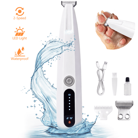 DSOOLO Dog Paw Trimmer with Led Light, Low Noise Pet Paw Trimmer for Small Dogs and Cats 2-Speed Mode