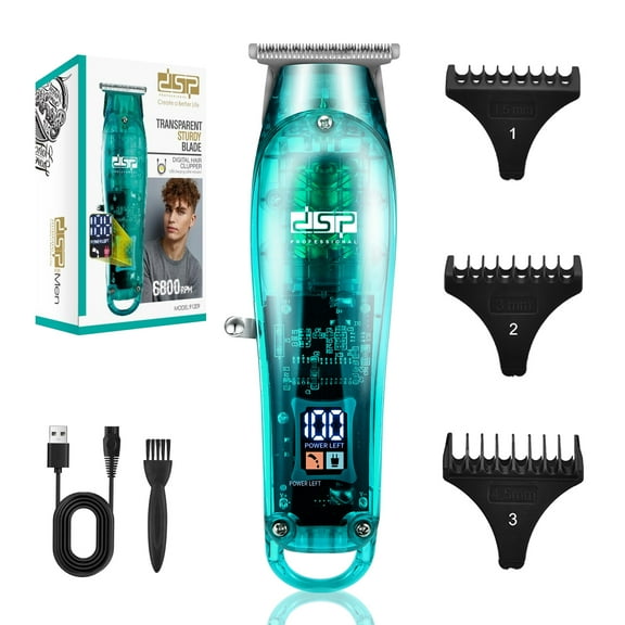 DSP Beard Trimmer: Cordless, Rechargeable, Zero Gap, Stainless Blades, 2.5H Charge, 120M Runtime, 3 Combs, Ideal for Men & Barber (Blue Trimmer)