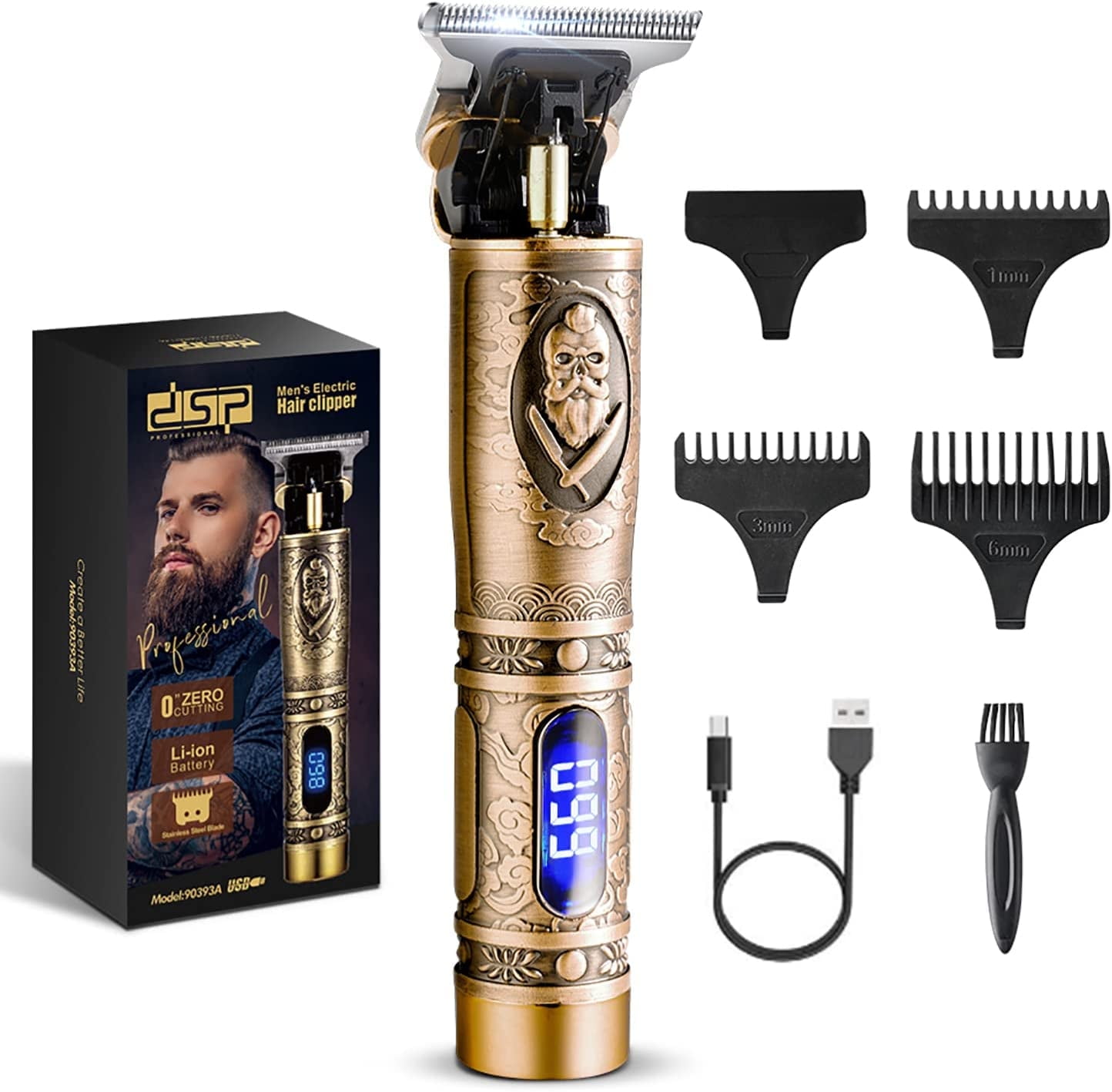 DSP T Trimmer Hair Clippers for Men Cordless Electric Trimmers Beard and Mustache Trimmer Professional Rechargeable Hair Cutting Kit with 1-5mm Limit