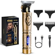 DSP Cordless T Blade Trimmer Beard Trimmer with LCD Display, 1-6mm Limit, Combs, Men, #90393 (Gold)