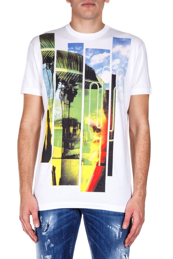 Men's White Short Sleeve Graphic T-Shirt Multi (XS)