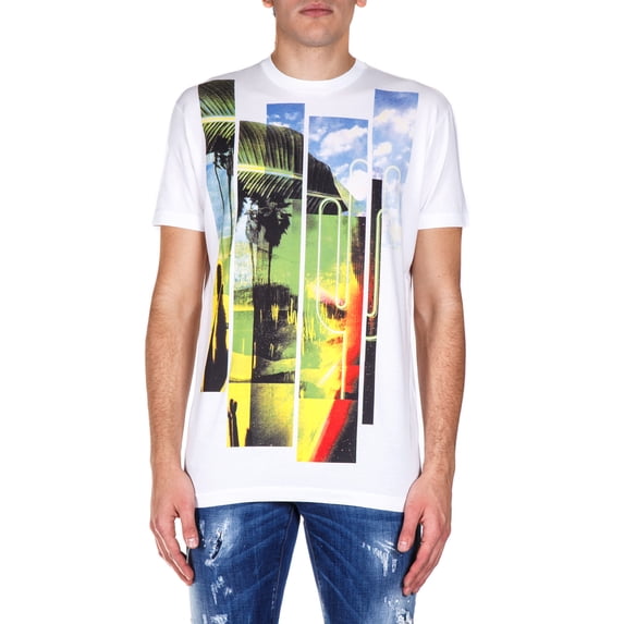 DSQUARED2 Men's White Short Sleeve Graphic T-Shirt Multi (XS)