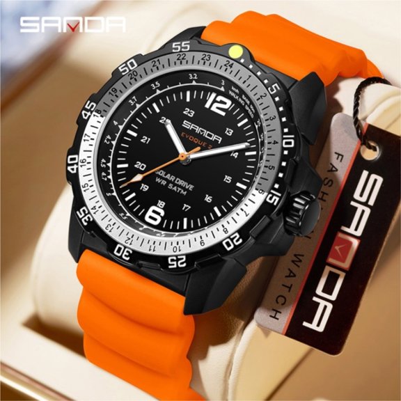 DSR Men's Digital Solar Energy Environmental Watch Orange