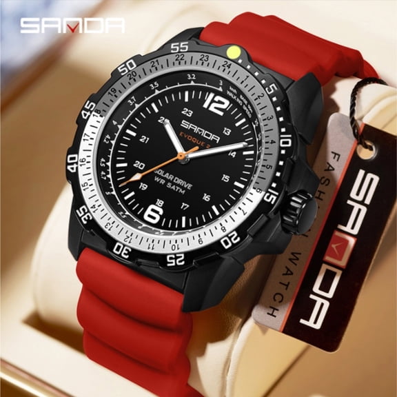 DSR Men's Digital Solar Energy Environmental Watch Orange