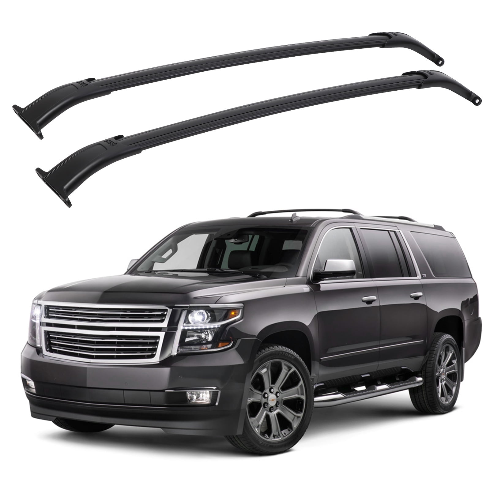 DSSTYLES Car Roof Rack Cross Bars for 2015 2020 Chevrolet Suburban Tahoe with Grooved Side Rails Aluminum Cross Bar Replacement for Rooftop Cargo