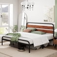 thumbnail image 1 of DSSTYLES King Size Platform Bed Frame with Wood Headboard, Heavy Duty Metal Slat Support, Noise Free Design Mattress Foundation, Easy Installation, Dark Brown, 1 of 7