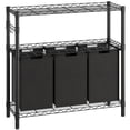 thumbnail image 1 of DSSTYLES Laundry Rack, Bamboo Tube Storage Laundry Basket with 3 Laundry Bags, Removable, 45L, Metal Frame, for Laundry Room Bathroom Living Room Bedroom, Black, 1 of 9