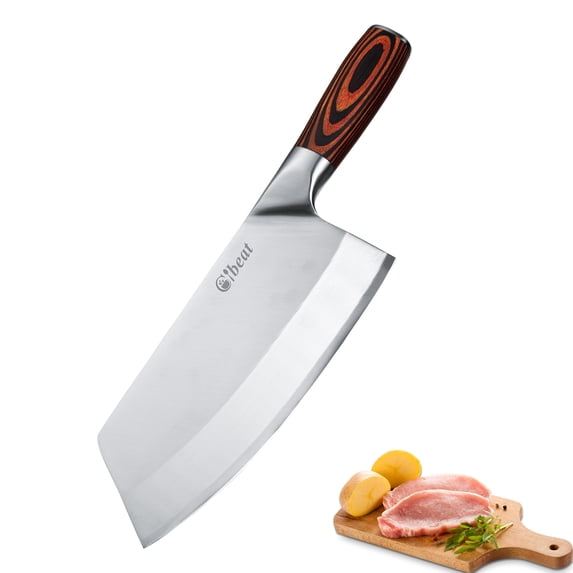 DSSTYLES Meat Cleaver, 8 inch Vegetable knife, High Carbon Stainless Steel Butcher Knife, Rust Resistant Kitchen Knife with Ergonomic Handle for Home Kitchen and Restaurant