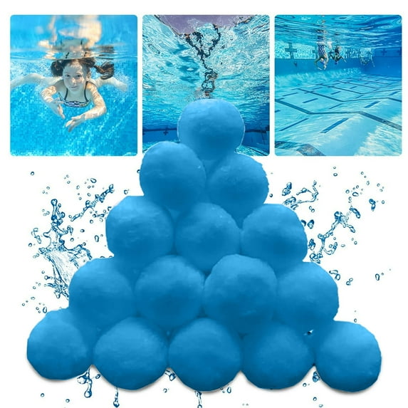 DSTESS 1.5 lbs Pool Filter Ball for Sand Filter Pump for Above Ground Pool, Pool Filter Media Balls Instead of Sand, Reusable Eco-Friendly Fiber Filter Media Ball Equals 50 lbs Pool Filter Sand,Blue