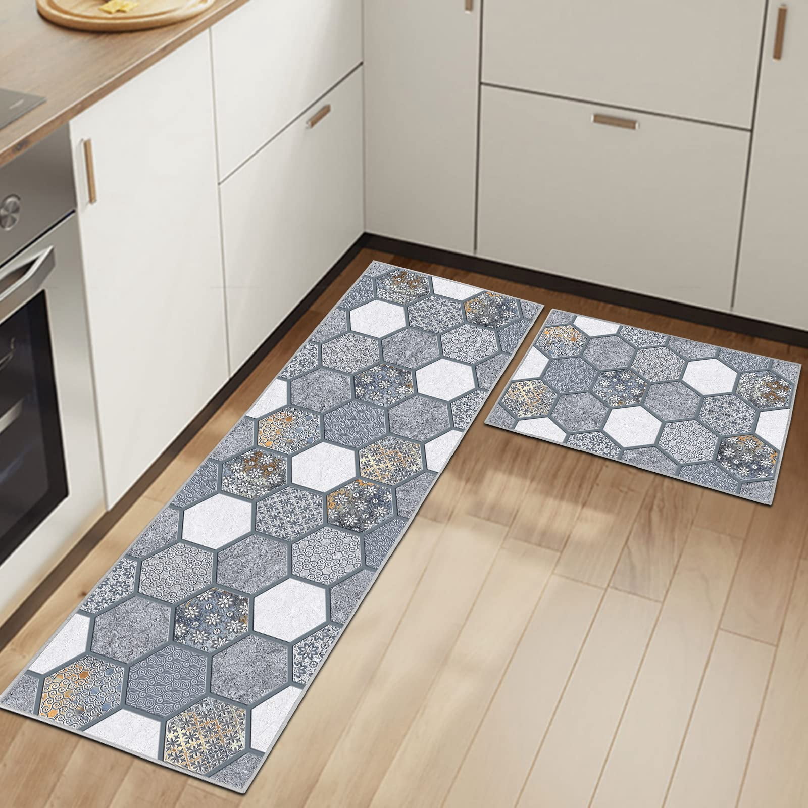 DSTESS Kitchen Rug,2 Pieces Non Slip kitchen mat sets,Anti Fatigue ...