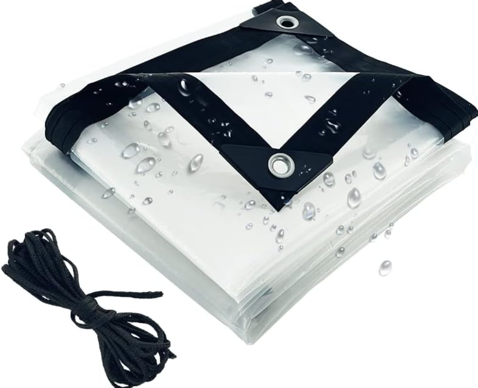 DSTESS Waterproof Tarpaulin Transparent Tarpaulin with Eyelets for Outdoor Use, PE Tarpaulin Weatherproof Foldable Plastic Tarpaulin with 5 m Elastic Ropes Weatherproof Snow (1 x 1 m)
