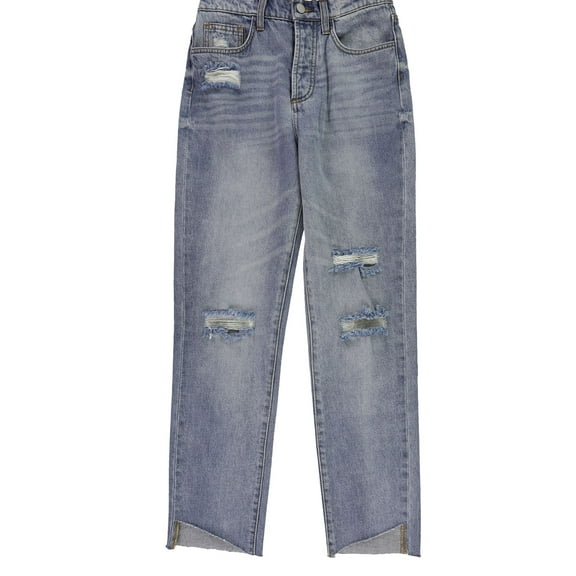 DSTLD Womens Raw Hem Boyfriend Fit Jeans, Blue, 25