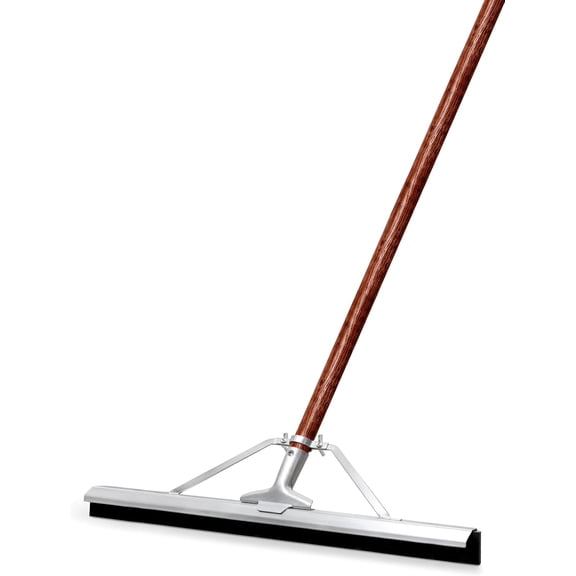 DSV Garage Floor Squeegee, 24'' Straight Rubber Blade with Metal Frame, 57'' Tapered Wood Handle, Heavy Duty Asphalt Squeegee for Floor, Garage, Concrete, Asphalt and Tile